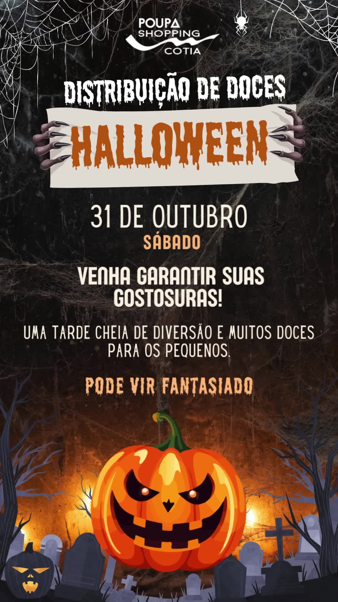 Distribuição de Doces Halloween Poupa Shopping Cotia